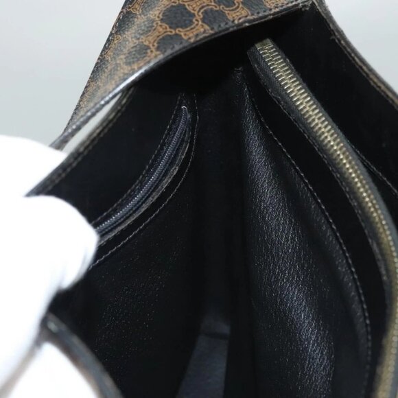 CELINE Macadam Canvas Shoulder Bag PVC Leather Black Gold Auth 119071 - Picture 12 of 16